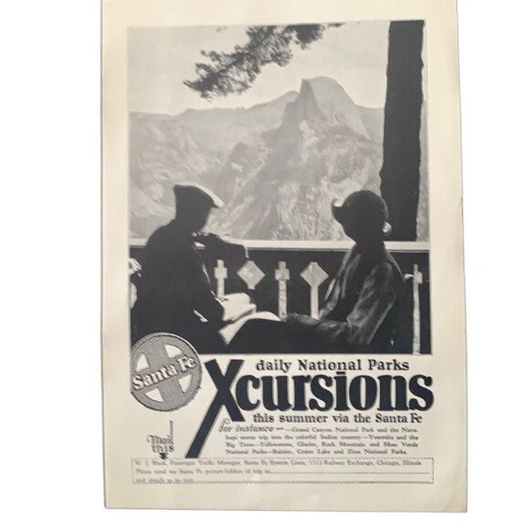 Vintage 1925 Santa Fe National Parks Xcursions Ad Advertisement - Picture 2 of 4